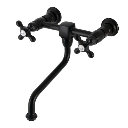 Kingston Brass KS1210AX Wall Mount Bathroom Faucet, Matte Black KS1210AX